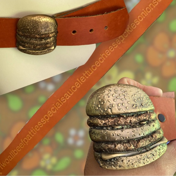 VINTAGE 1975 MCDONALD'S BIG MAC LEATHER BELT AND BUCKLE JINGLE ADVERTISING PROMO - Picture 1 of 10